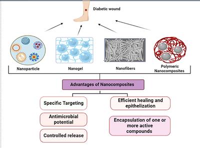 Diverse nanocomposites as a potential dressing for diabetic wound healing